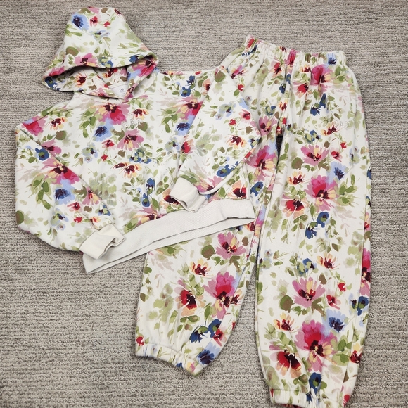 GAP Other - GAP Sweat Suit Girls L 10 Floral Matching Set Cropped Hoodie Jogger Sweatpants